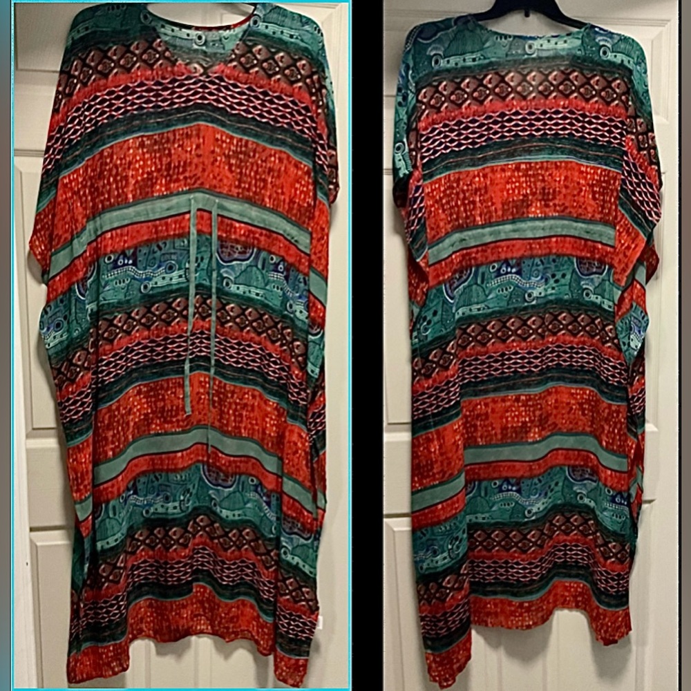 NWOT Plus Size Tall Boho Chic Summer Beach Dress Full Length Outdoor Pool Party - Picture 2 of 15
